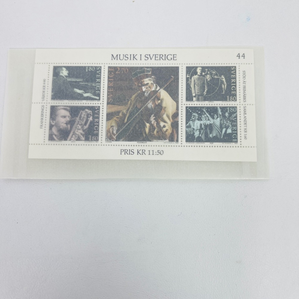 Posten Musik i Sverige Stamp Souvenir Sheet Multi 1983 Music Theme Excellent